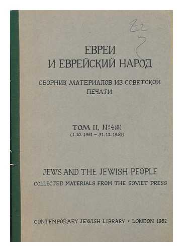 CONTEMPORARY JEWISH LIBRARY - Jews and the Jewish people - II - (1.10.1961 - 31.12.1961)
