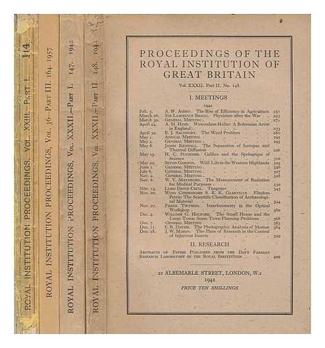 ROYAL INSTITUTION OF GREAT BRITAIN - Proceedings of the Royal Institution of Great Britain - 4 issues