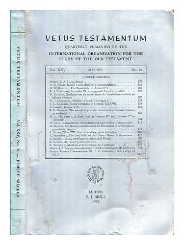 THE INTERNATIONAL ORGANIZATION FOR THE STUDY OF THE OLD TESTAMENT - Vetus testamentum