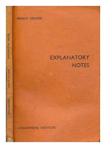 PALLIER, LOUIS H - Explanatory Notes: French course