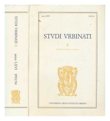 UNIVERSIT DEGLI STUDI DI URBINO - Studi urbinati : B : Scienze umane e sociali LXVI 1993/4