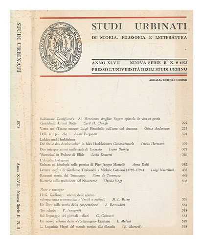 Universit degli studi di Urbino - Studi urbinati : B : di storia, filosofia e letteratura  XLVII 1973