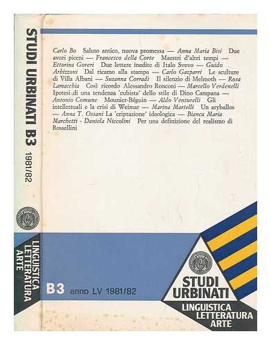 UNIVERSIT DEGLI STUDI DI URBINO - Studi urbinati : B3 : linguistica letteratura arte  LV 1981/82