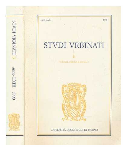 UNIVERSIT DEGLI STUDI DI URBINO - Studi urbinati : B : Scienze umane e sociali LXIII 1990