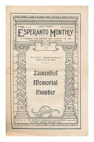 BRITISH ESPERANTO ASSOCIATION - The Esperanto monthly: May-June 1917