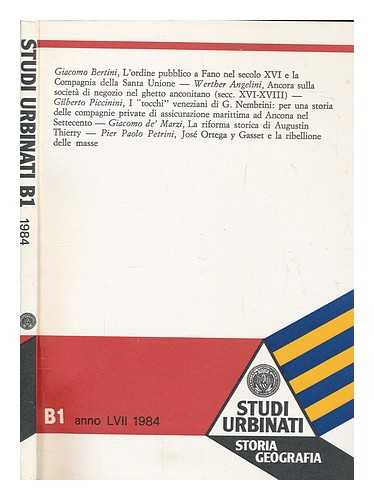 UNIVERSIT DEGLI STUDI DI URBINO - Studi urbinati : B1 : storia e geografia LVII 1984