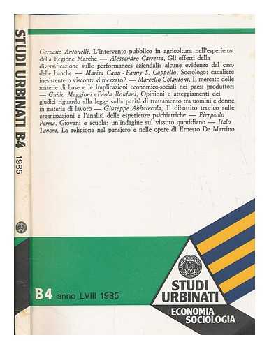 UNIVERSIT DEGLI STUDI DI URBINO - Studi urbinati : B4 : economia sociologia LVIII 1985