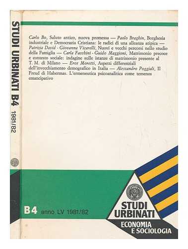UNIVERSIT DEGLI STUDI DI URBINO - Studi urbinati : B4 : economia sociologia LV 1981/82