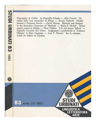 UNIVERSIT DEGLI STUDI DI URBINO - Studi urbinati : B3 : linguistica letteratura arte  LVI 1983