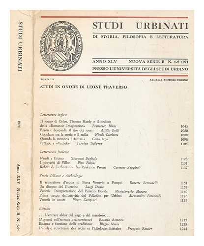 UNIVERSIT DEGLI STUDI DI URBINO - Studi urbinati : B : di storia, filosofia e letteratura  XLV 1971