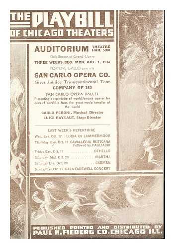 PAUL H. FIEBERG CO - The Playbill of Chicago Theatres: 1934