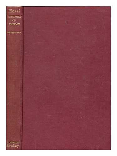 PIOZZI, HESTER LYNCH (1741-1821) - Anecdotes of Samuel Johnson