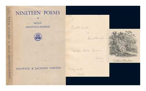 GRANVILLE-BARKER, HELEN - Nineteen poems / Helen Granville-Barker