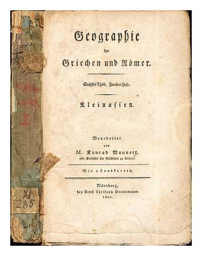 MANNERT, M. KONRAD - Geographie der Griechen und Roemer