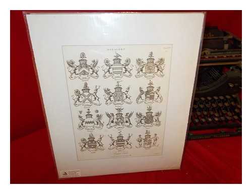 MUTLOW, J. SC. UK HERALDIC PRINT - United Kingdom Heraldic Original 19th century Print: English Earls: 12 coats of arms: Egremont, Harcourt, Guilford, Hardwicke, darlington, Ilchester, Delawarr, Radnor, Spencer, Chatham, Bathurst, Ailesbury