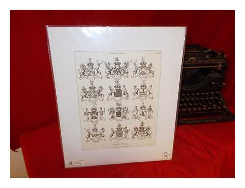 MUTLOW, J. UK HERALDIC PRINT - United Kingdom Heraldic Original 19th century Print: English Barons: 12 Coats of Arms: Cawdor, Carrington, Bayning, Glastonbury, Bolton, Minto, Wodehouse, Northwick, Lilford, Ribblesdale, Seaforth, Eldon