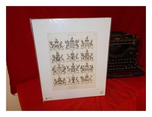 MUTLOW, J. UK HERALDIC PRINT - United Kingdom Heraldic Original 19th century Print: English Barons: 12 Coats of Arms:Dynevor, Walsingham, Bagot, Southampton, Ashburton, Grantley, Rodney, Carteret, Eliot, Somers, Boringdon, Berwick