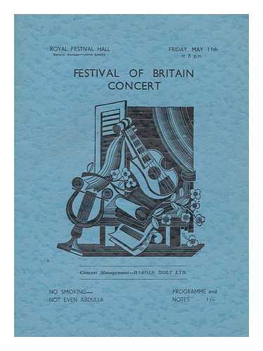 ROYAL FESTIVAL HALL - Festival of Britain Concert (Programme) - Friday May 11th 1951