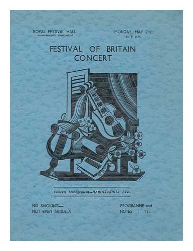 ROYAL FESTIVAL HALL - Festival of Britain Concert (Programme) - Mon. May 21st 1951