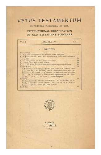 E.J. BRILL - Vetus Testamentum : quarterly published by the International Organization of Old Testament Scholars - vol. 1 no. 1 Jan 1951