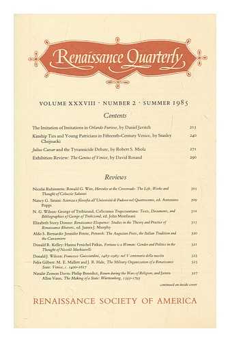 RENAISSANCE SOCIETY OF AMERICA - Renaissance quarterly ; vol. XXVIII no .2  Summer 1985