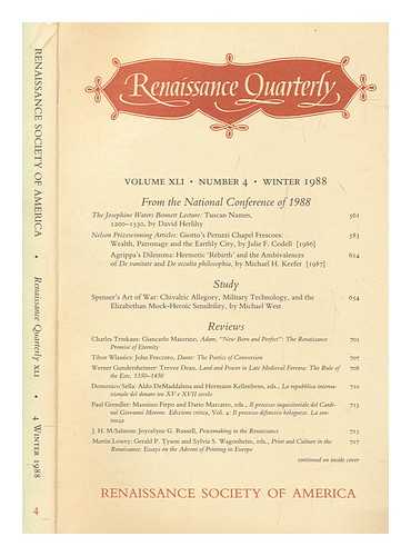 RENAISSANCE SOCIETY OF AMERICA - Renaissance quarterly ; vol. XLI no .4  Winter 1988