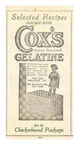 COX GELATINE CO - Selected recipes for use with Cox's gelatine