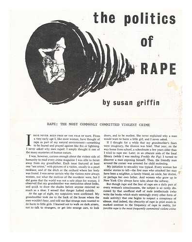 GRIFFIN, SUSAN - The politics of rape