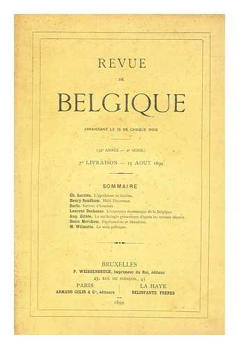 P. WEISSENBRUCH - Revue de Belgique (31 annee - 2 serie) 7e Livraison - 15 Aout 1899