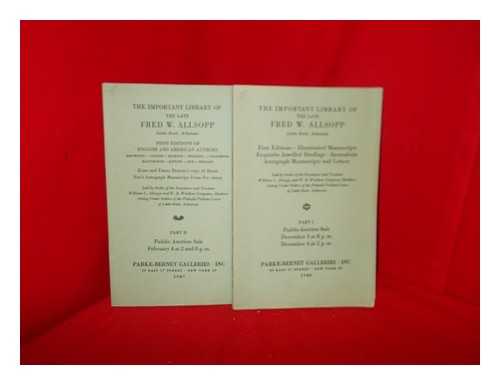 SOTHEBY PARKE BERNET INC - The important library of the late Fred W. Allsopp, Little Rock, Arkansas, Parts 1 & 2