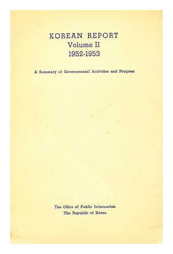 KOREA (SOUTH). TAESAGWAN (U.S.). KONGBOGWANSIL - Korean report, volume 2 1952-1953