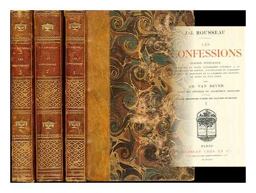 Rousseau, Jean-Jacques (1712-1778). Bever, Adolphe van (1871-1925) - Les confessions: in three volumes