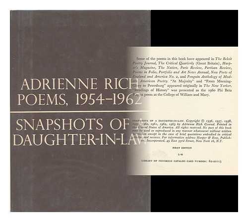 RICH, ADRIENNE - Snapshots of a Daughter-In-Law - Poems, 1954-1962