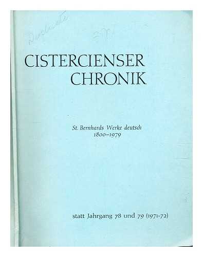 Bernart, Mechthild - Werke des hl. Bernhard von Clairvaux deutsche bersetzungen 1800-1979