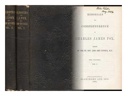 FOX, CHARLES JAMES (1749-1806) - Memorials and Correspondence of Charles James Fox (Complete in Two Volumes)