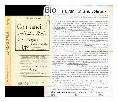Fuentes, Carlos (1928-) - Constancia : and other stories for virgins / Carlos Fuentes ; translated by Thomas Christensen