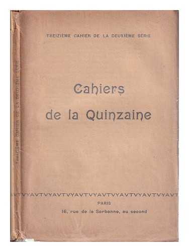  - Cahiers de la Quinzaine