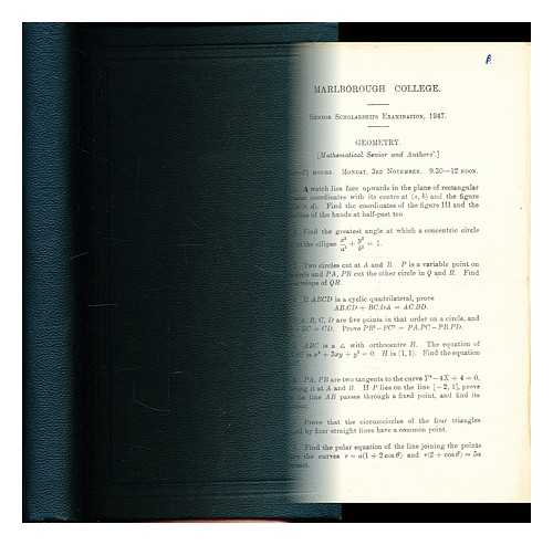 Marlborough College - Marlborough College Archive of Exam Papers [ect.]