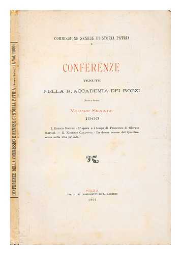 Rossi, Pietro (b. 1871-) - Conferenze tenute nella R. Accademia dei Rozzi : nuova serie