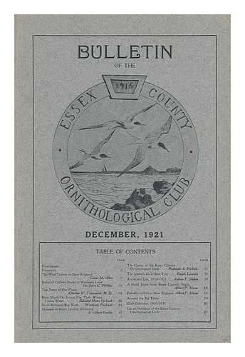 ESSEX COUNTY ORNITHOLOGICAL CLUB OF MASSACHUSETTS - Bulletin of the Essex County Ornithological Club of Massachusetts - December, 1921