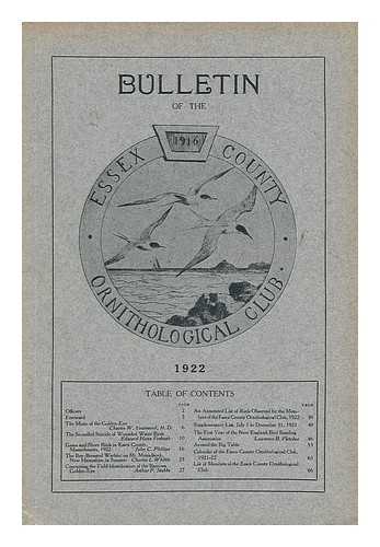 ESSEX COUNTY ORNITHOLOGICAL CLUB OF MASSACHUSETTS - Bulletin of the Essex County Ornithological Club of Massachusetts - 1922