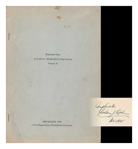 SCRIPTA HIEROSOLYMITANA - The American Backgrounds of Whitman's Sense of Evil, by Sholom J. Kahn - Reprinted from Scripta Hierosolymitana, Volume II