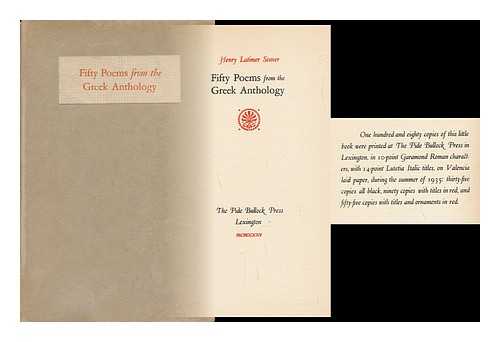 SEAVER, HENRY LATIMER - Fifty Poems from the Greek Anthology