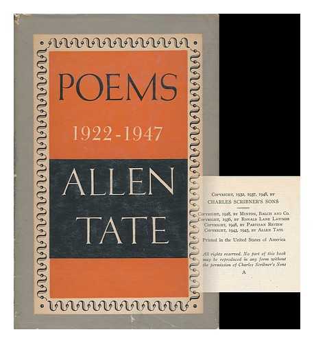TATE, ALLEN (1899-1979) - Poems, 1922-1947