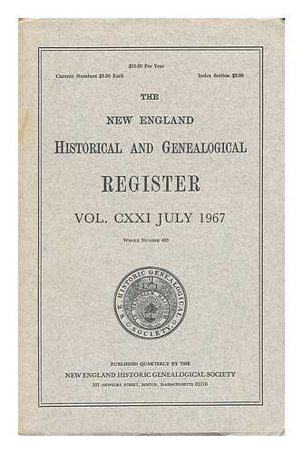 DOANE, GILBERT HARRY (ED. ) - The New England Historical and Genealogical Register (Vol. CXXI) July 1967