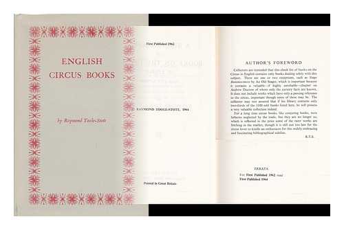 Toole-Stott, Raymond - A Bibliography of Books on the Circus in English from 1773 to 1964
