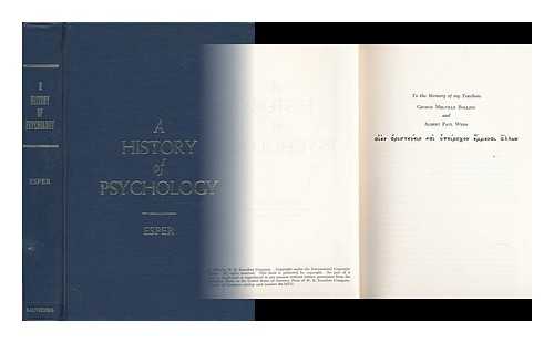 ESPER, ERWIN ALLEN (1895-) - A History of Psychology