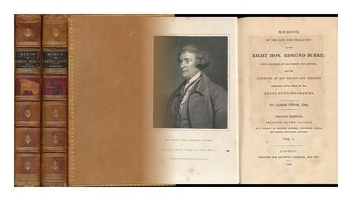 PRIOR, JAMES, SIR (1790?-1869) - Memoir of the Life and Character of the Right Hon. Edmund Burke; with Specimens of His Poetry and Letters, and an Estimate of His Genius and Talents, Compared with Those of His Great Contemporaries - [Complete in 2 Volumes]