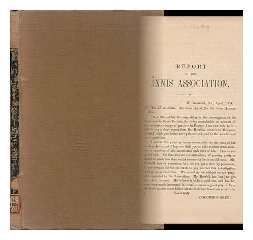 INNIS ASSOCIATION. SMITH, COLUMBUS - Report to the Innis Association