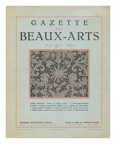 WILDENSTEIN, GEORGES (DIR. ) - Gazette Des Beaux-Arts, Mai - Juin 1954